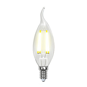 Лампа светодиодная филаментная (UL-00001374) Uniel E14 6W 4000K прозрачная LED-CW35-6W/NW/E14/CL PLS02WH