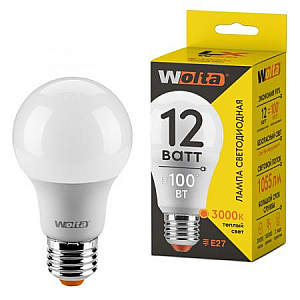 Светодиодная лампа WOLTA LX 12Вт 3000К Е27 груша матовая 30Y60BL12E27