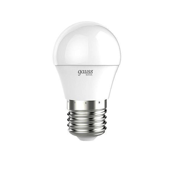 Лампа светодиодная Gauss Basic E27 5,5W 3000K шар белый 30532162