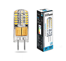 Лампа светодиодная Feron G4 3W 6400K Прямосторонняя Матовая LB-422 25533