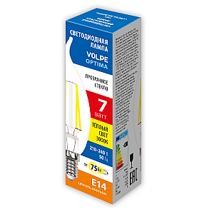 Лампа светодиодная Volpe Optima LED-CW35-7W/3000K/E14/CL/SLF UL-00008340