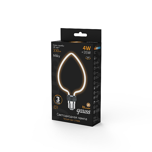 Светодиодная лампа Gauss Filament Artline Heart Е27 4W 2700К 1003802104