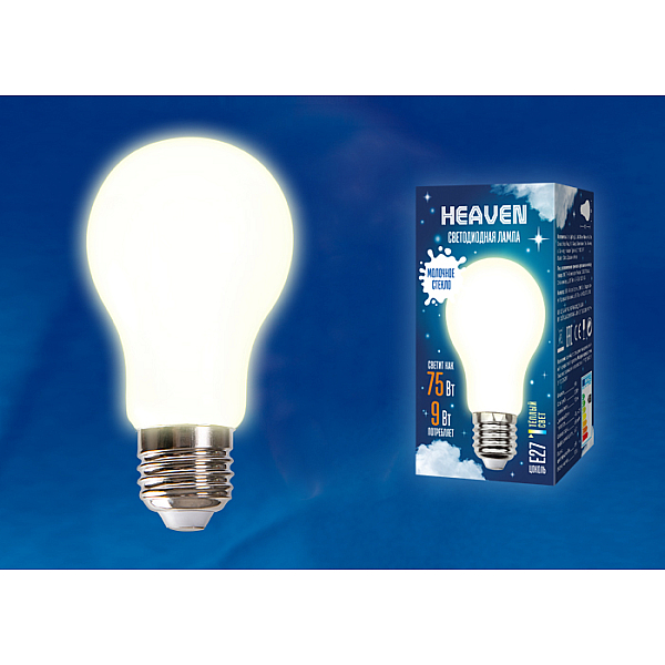 Лампа светодиодная E27 9W 3000K матовая LED-A60-9W/3000K/E27/FR GLH01WH UL-00004841