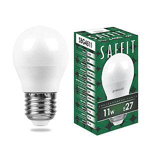 Лампа светодиодная Saffit SBG4511 шар E27 11W 6400K 55141