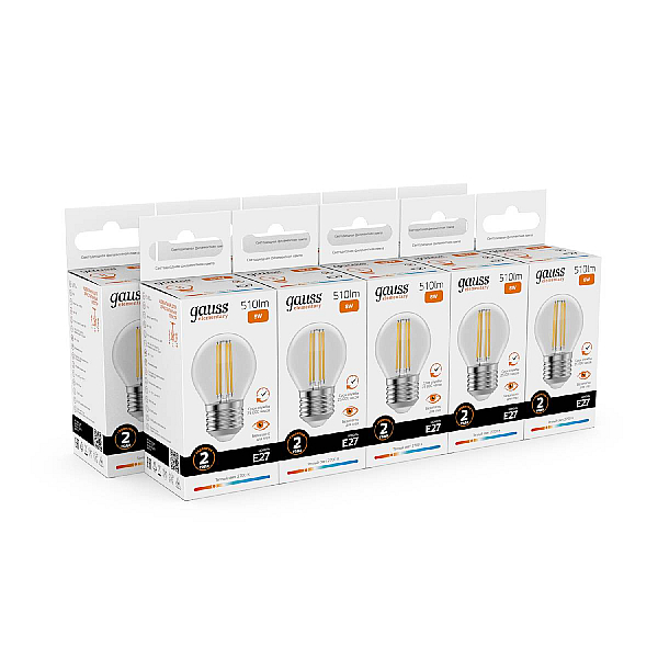 Лампа светодиодная Gauss Filament Elementary E27 8W 2700K 52218