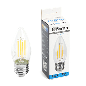 Лампа светодиодная Feron LB-66 Свеча E27 7W 6400K 38272