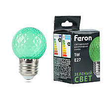 Лампа светодиодная Feron LB-385 шар зеленый прозрачный E27 1W 230V 52163
