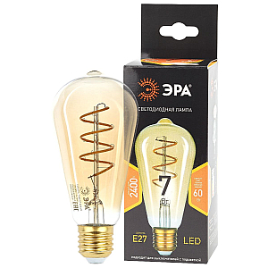 Лампа светодиодная Эра E27 7W 2400K F-LED ST64-7W-824-E27 spiral gold Б0047665