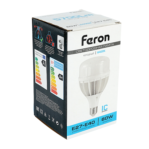 Lampa svetodiodnaya feron e27 e40 70w 4000k tsilindr matovaya lb