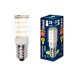 Лампа светодиодная (UL-00000179) Uniel E14 4W 3000K прозрачная LED-Y16-4W/WW/E14/CL PLZ04WH