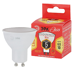 Лампа светодиодная Эра GU10 5W 2700K ECO LED MR16-5W-827-GU10 Б0019062