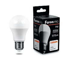 Лампа светодиодная Feron E27 7W 4000K груша матовая LB-1007 38024