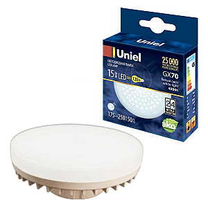 Лампа светодиодная Uniel (UL-00006783) GX70 15W 4000K таблетка матовая LED-GX70-15W/4000K/GX70/FR PLZ01WH