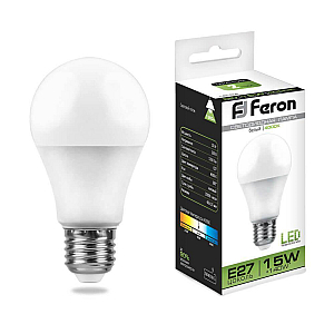 Лампа светодиодная Feron E27 15W 4000K Шар Матовая LB-94 25629