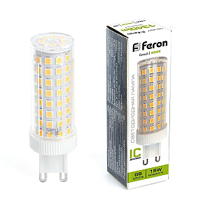 Лампа светодиодная Feron G9 15W 4000K капсульная LB-437 38213