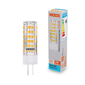 Светодиодная лампа WOLTA 7Вт 6500K G4 кукуруза матовая WSTD-JC-220V7W6KG4-C