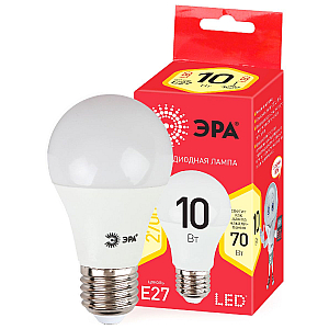 Лампа светодиодная Эра E27 10W 2700K ECO LED A60-10W-827-E27 Б0028006