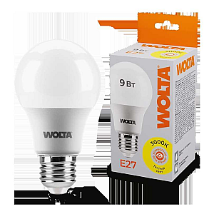 Светодиодная лампа WOLTA 9Вт 3000К E27 груша матовая 25Y60BL9E27