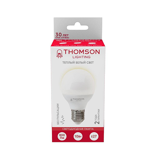 Лампа светодиодная Thomson E27 10W 3000K шар матовый TH-B2041