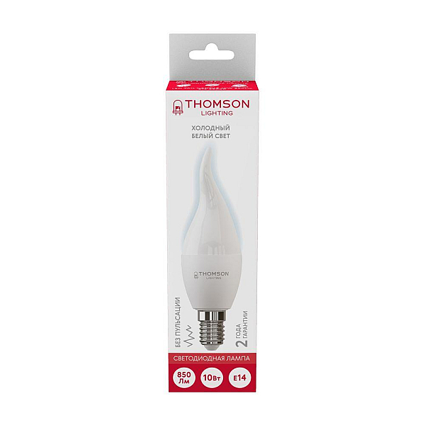 Лампа светодиодная Thomson E14 10W 6500K свеча на ветру матовая TH-B2313
