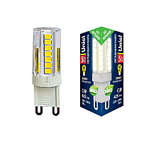 Лампа светодиодная (UL-00006748) Uniel G9 5W 3000K прозрачная LED-JCD-5W/3000K/G9/CL GLZ09TR