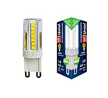 Лампа светодиодная (UL-00006749) Uniel G9 5W 4000K прозрачная LED-JCD-5W/4000K/G9/CL GLZ09TR