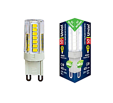 Лампа светодиодная (UL-00006749) Uniel G9 5W 4000K прозрачная LED-JCD-5W/4000K/G9/CL GLZ09TR