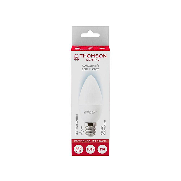 Лампа светодиодная Thomson E14 10W 6500K свеча матовая TH-B2309