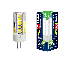 Лампа светодиодная (UL-00006745) Uniel G4 5W 4000K прозрачная LED-JC-220/5W/4000K/G4/CL GLZ09TR