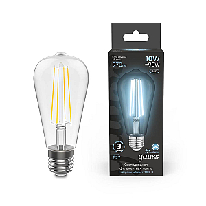 Лампа светодиодная Gauss Filament E27 10W 4100K 157802210