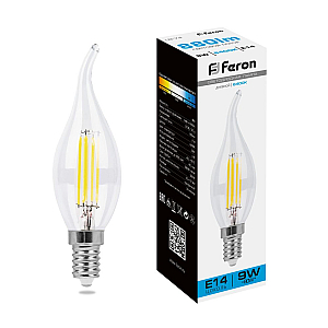 Лампа светодиодная Feron LB-74 Свеча на ветру E14 9W 6400K 38235