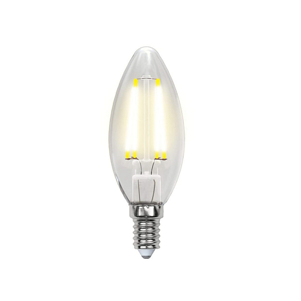 Лампа светодиодная филаментная (UL-00000199) Uniel E14 6W 3000K прозрачная LED-C35-6W/WW/E14/CL PLS02WH