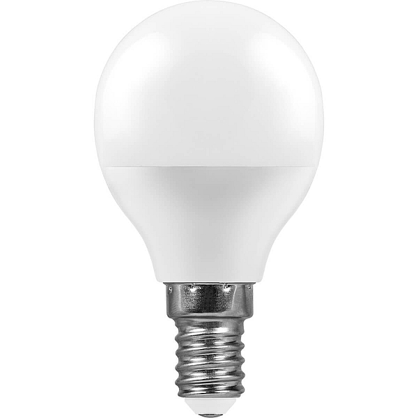 Lampa svetodiodnaya feron e14 7w 2700k shar matovaya lb 95 25478