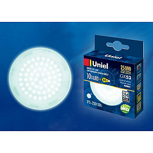 Лампа светодиодная (UL-00003721) Uniel GX53 10W 4000K матовая LED-GX53-10W/NW/GX53/FR PLZ01WH