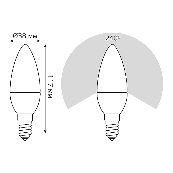Лампа светодиодная Gauss E14 12W 6500K матовая 33132