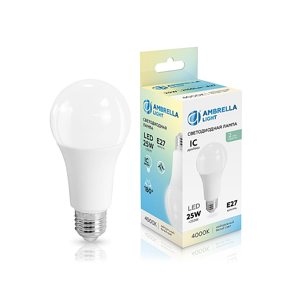 Лампа светодиодная Лон A65 25W 4000K Ambrella light Bulding 652504