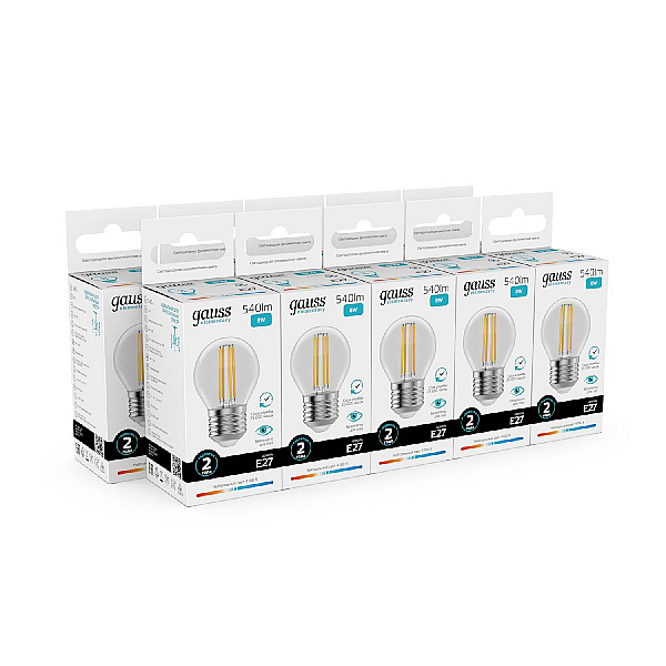 Лампа светодиодная Gauss Filament Elementary E27 8W 4100K 52228