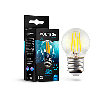 Лампа светодиодная филаментная Voltega E27 9W 4000K шар прозрачный VG10-G45E27cold9W-F 7139