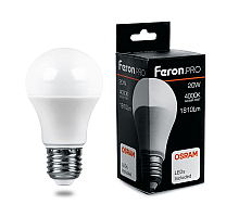 Лампа светодиодная Feron E27 20W 4000K груша матовая LB-1020 38042