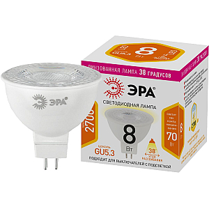 Лампа светодиодная Эра GU5.3 8W 2700K LED Lense MR16-8W-827-GU5.3 Б0054938