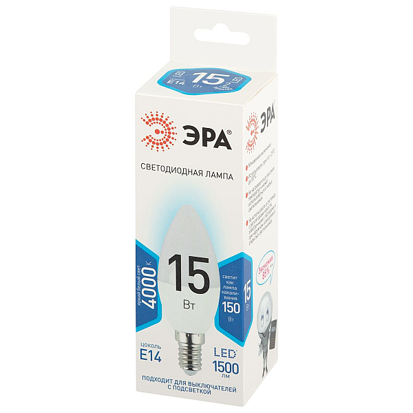 Лампа светодиодная Эра STD LED B35-15W-840-E14 4000K свеча