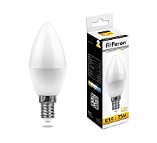 Лампа светодиодная Feron E14 7W 2700K Свеча Матовая LB-97 25475