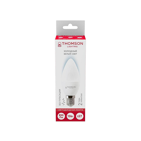 Лампа светодиодная Thomson E27 10W 6500K свеча матовая TH-B2311