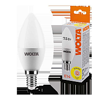 Светодиодная лампа WOLTA 7.5Вт 3000K E14 свеча матовая 25YC7.5E14