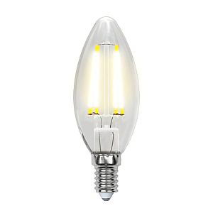 Лампа светодиодная филаментная (UL-00001373) Uniel E14 6W 4000K прозрачная LED-C35-6W/NW/E14/CL PLS02WH