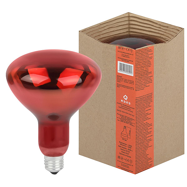 Лампа накаливания ЭРА R127 250W 1277K красная ИКЗК 220-250 R127 Б0042980