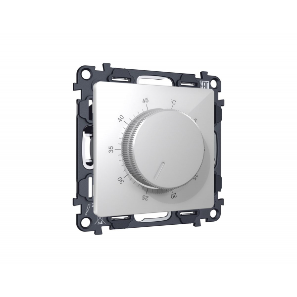 Комплект механизма терморегулятора с датчиком для теплого пола с подсветкой 16A-250V Alfa Серебро глянец Quant Ambrella Volt MA405710 (AP4057, VM1381)