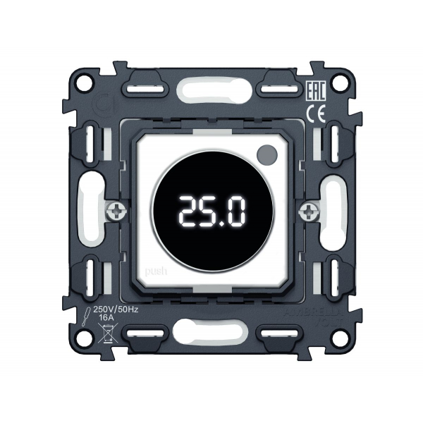 Механизм терморегулятора с цифровым дисплеем с подсветкой и датчиком для теплого пола 16A-250V QUANT (EXTRA CONTROL) Ambrella Volt VM1385