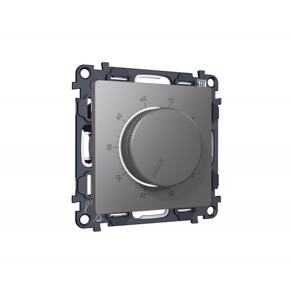 Комплект механизма терморегулятора с датчиком для теплого пола с подсветкой 16A-250V Alfa Антрацит серый Quant Ambrella Volt MA655710 (AP6557, VM1381)