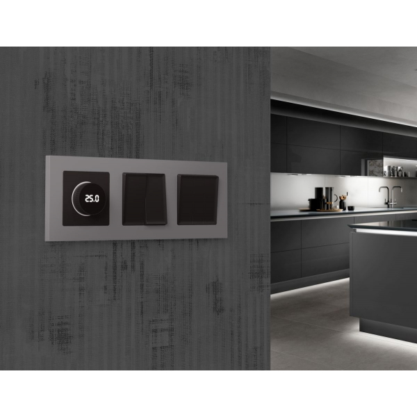 Комплект механизма терморегулятора с цифровым дисплеем с подсветкой и датчиком для теплого пола ALFA Ambrella Volt Quant (AP8058, VM1385) MA805810